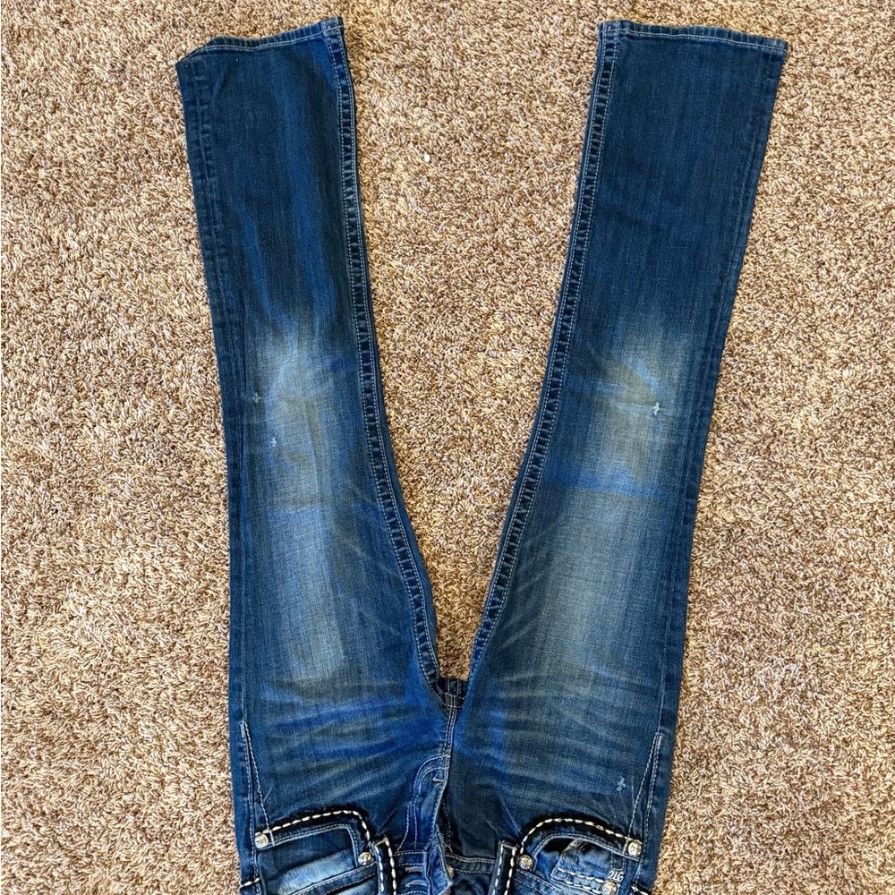 Miss Me Blue Boot Cut Jeans with Classic Fading